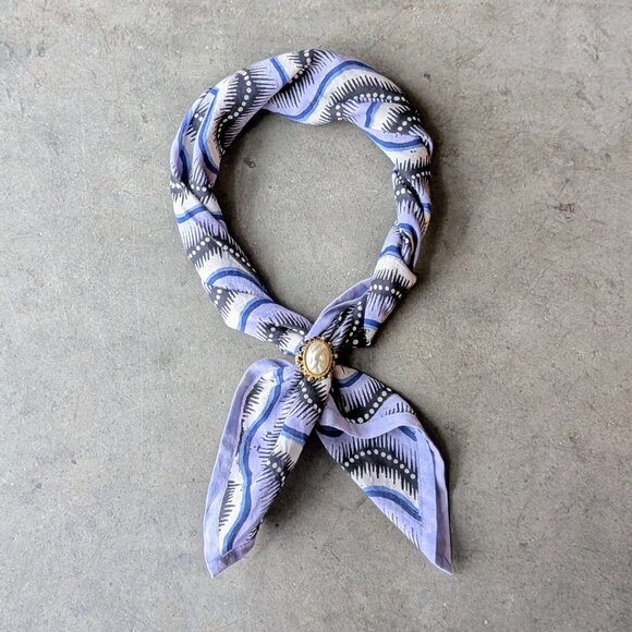 Block Shop Textiles Purple Blue Black Little Zipper Square Scarf Bandana - Picture 1 of 7